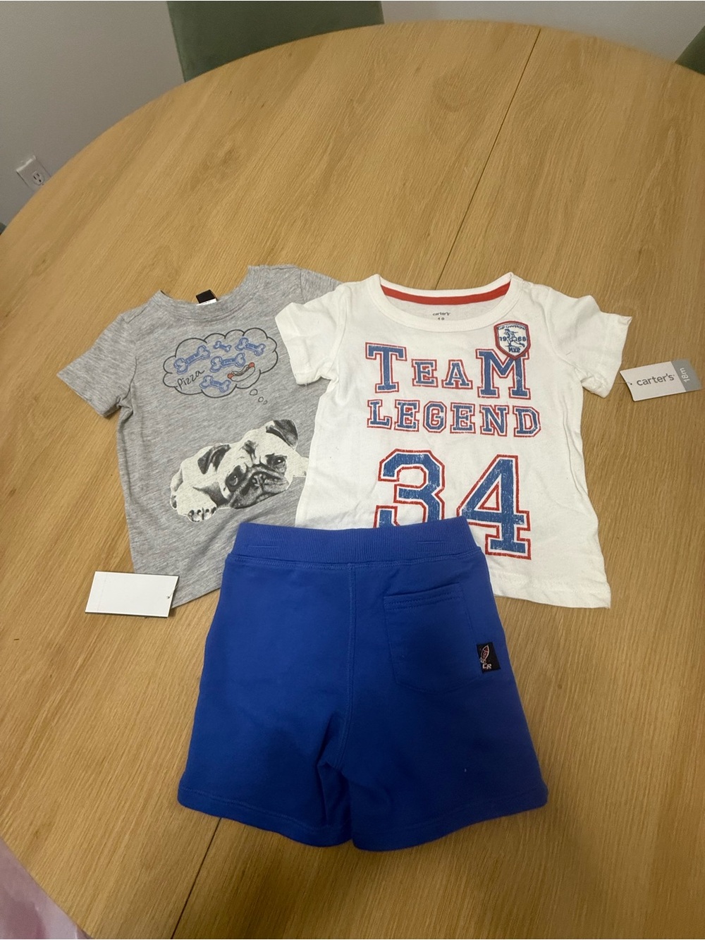 Carter's White Team Legend 34 Short Sleeve Tee with Royal Blue Shorts